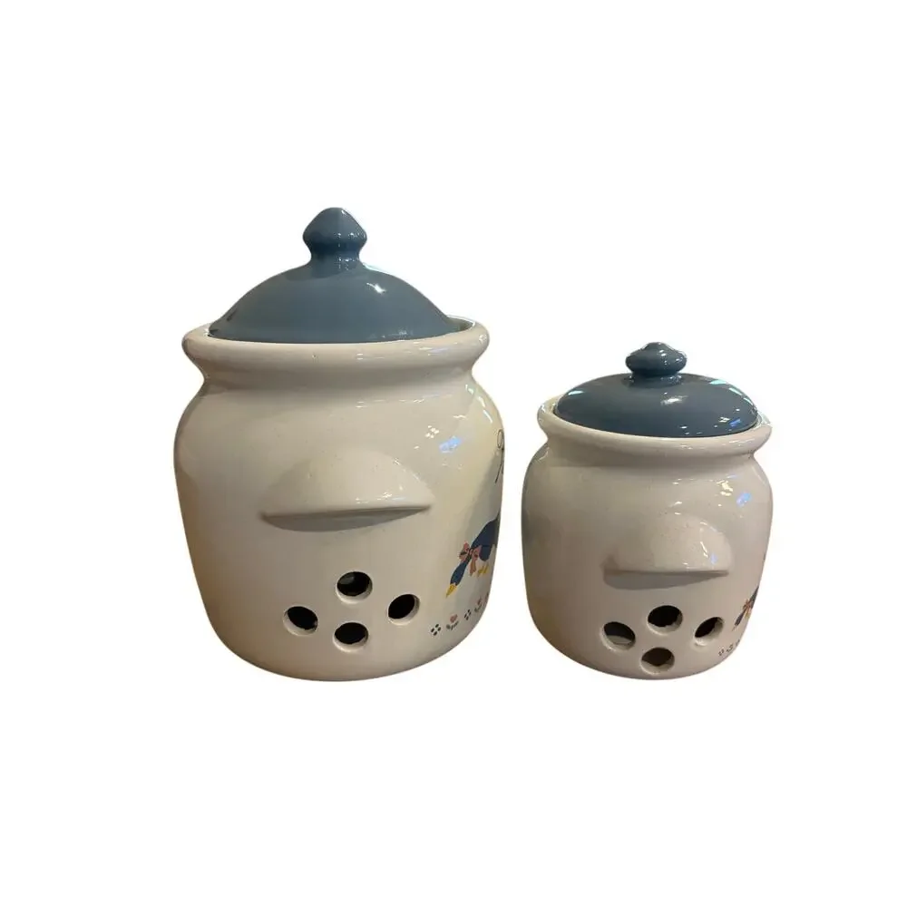 VTG Ceramic Geese Canister 8x6 Vent Cottagecore Country Farm Onion Garlic German